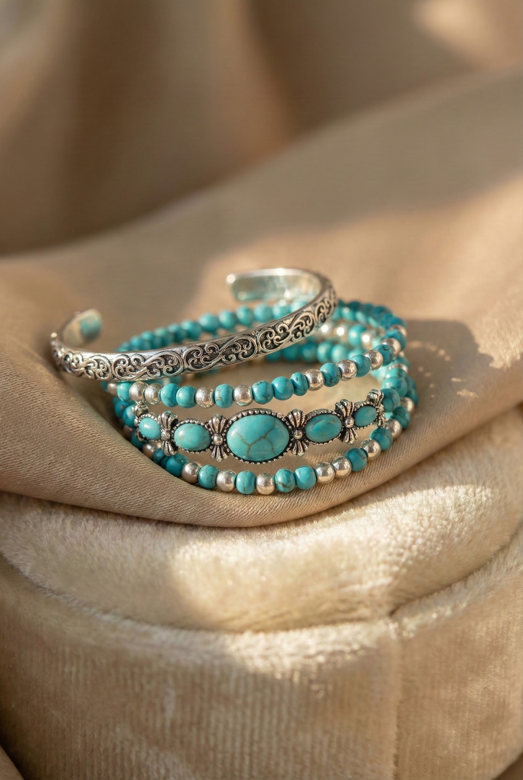 Boho Chic Turquoise Beaded Bracelet Collection