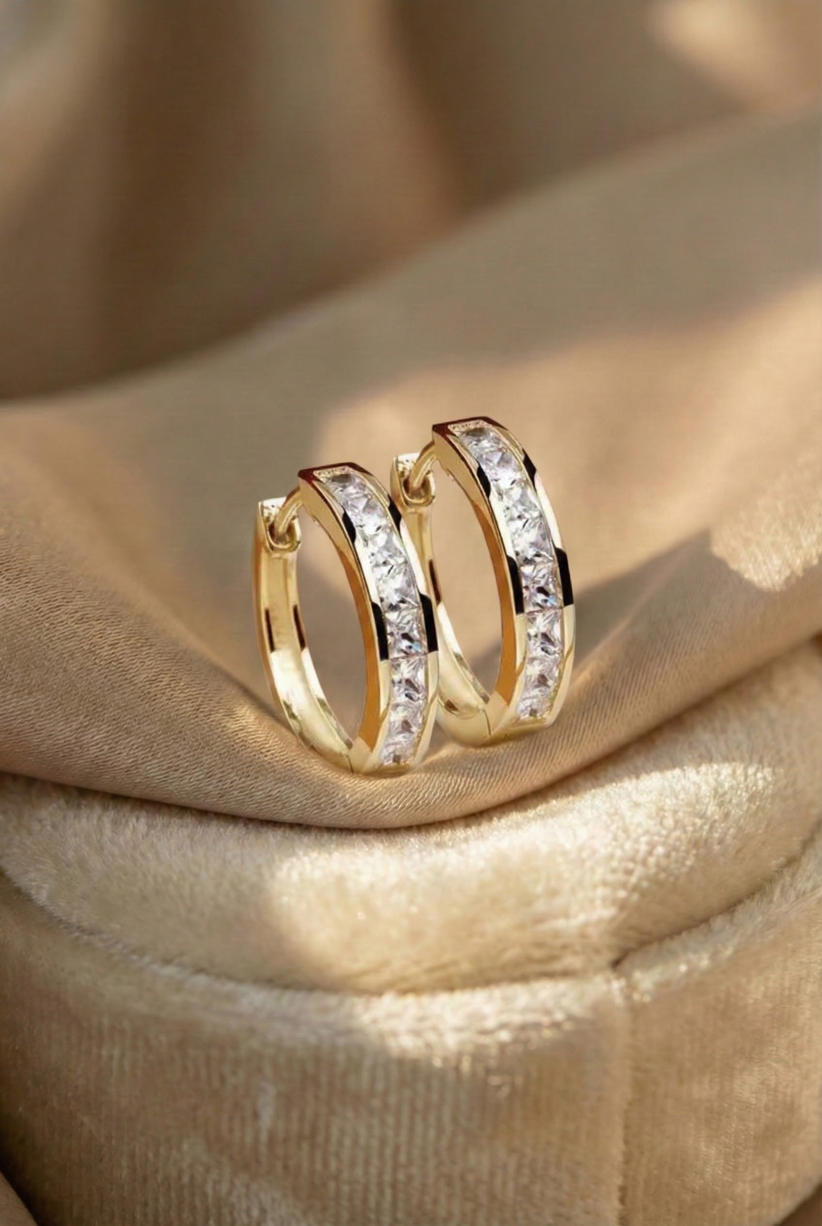 Elegant Gold and Crystal Hoop Earrings