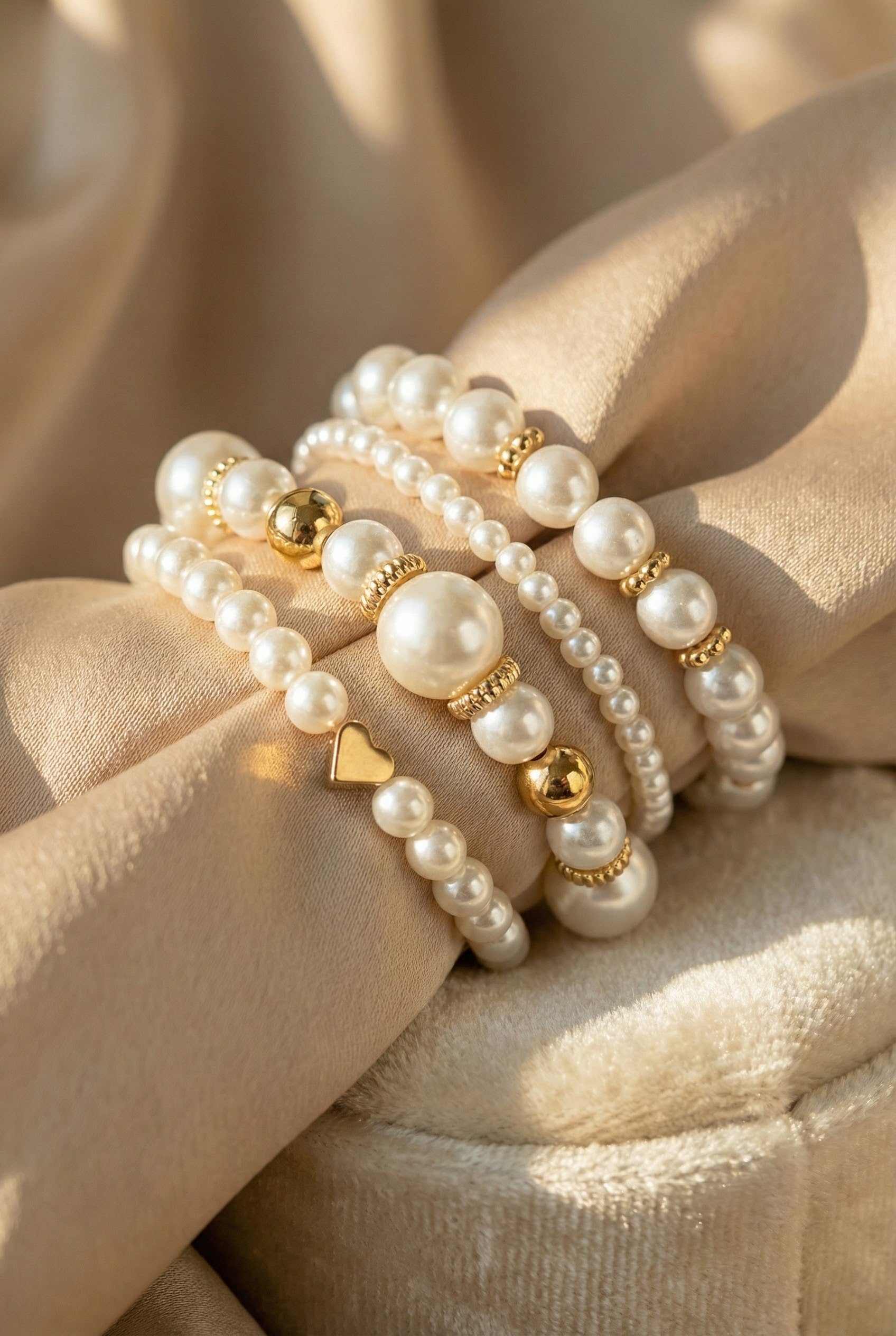 Elegant Heart-Shaped Pearl Bracelet Collection