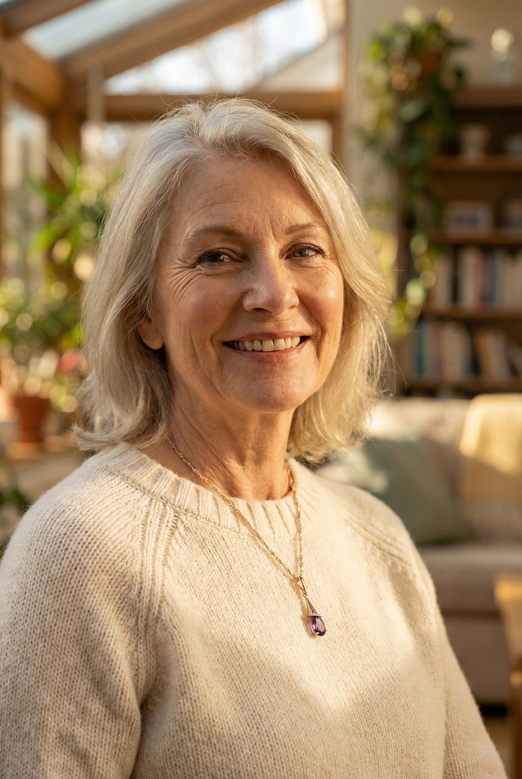 Chic Mauve Crystal Drop Necklace