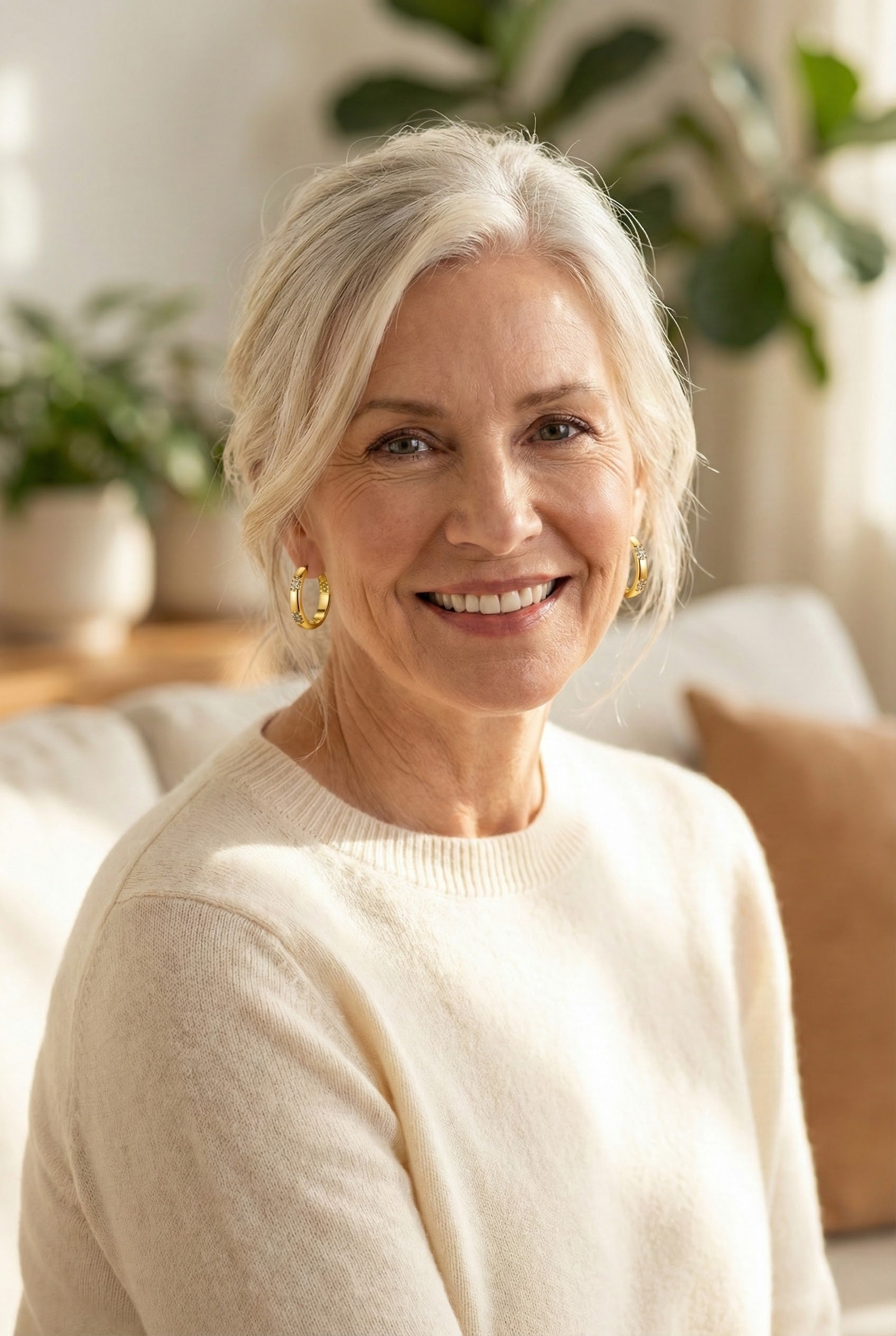 Retro Golden Floral Hoop Earrings