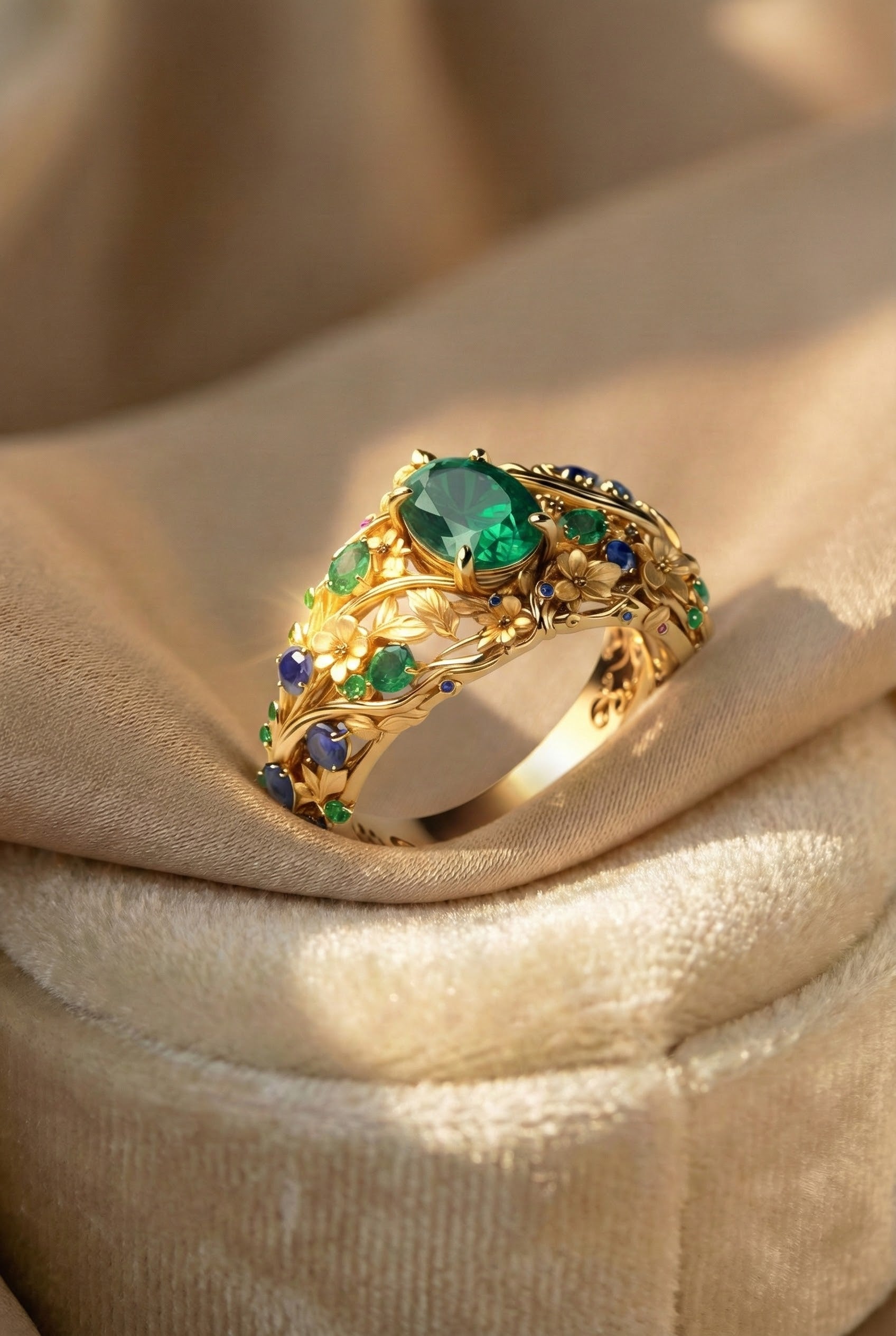 Elegant Emerald & Sapphire Luxe Ring