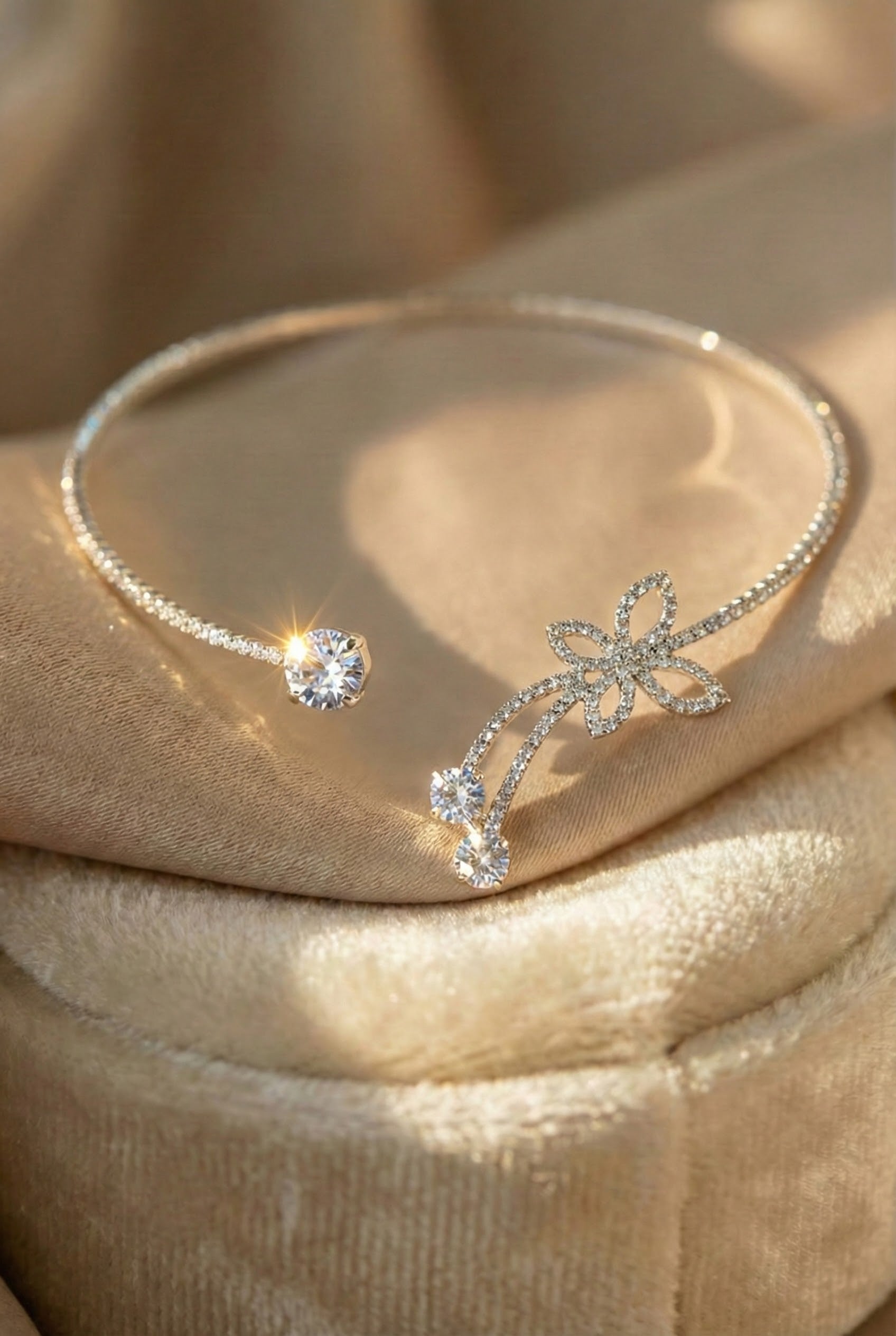 Radiant Crystal Blossom Choker Necklace