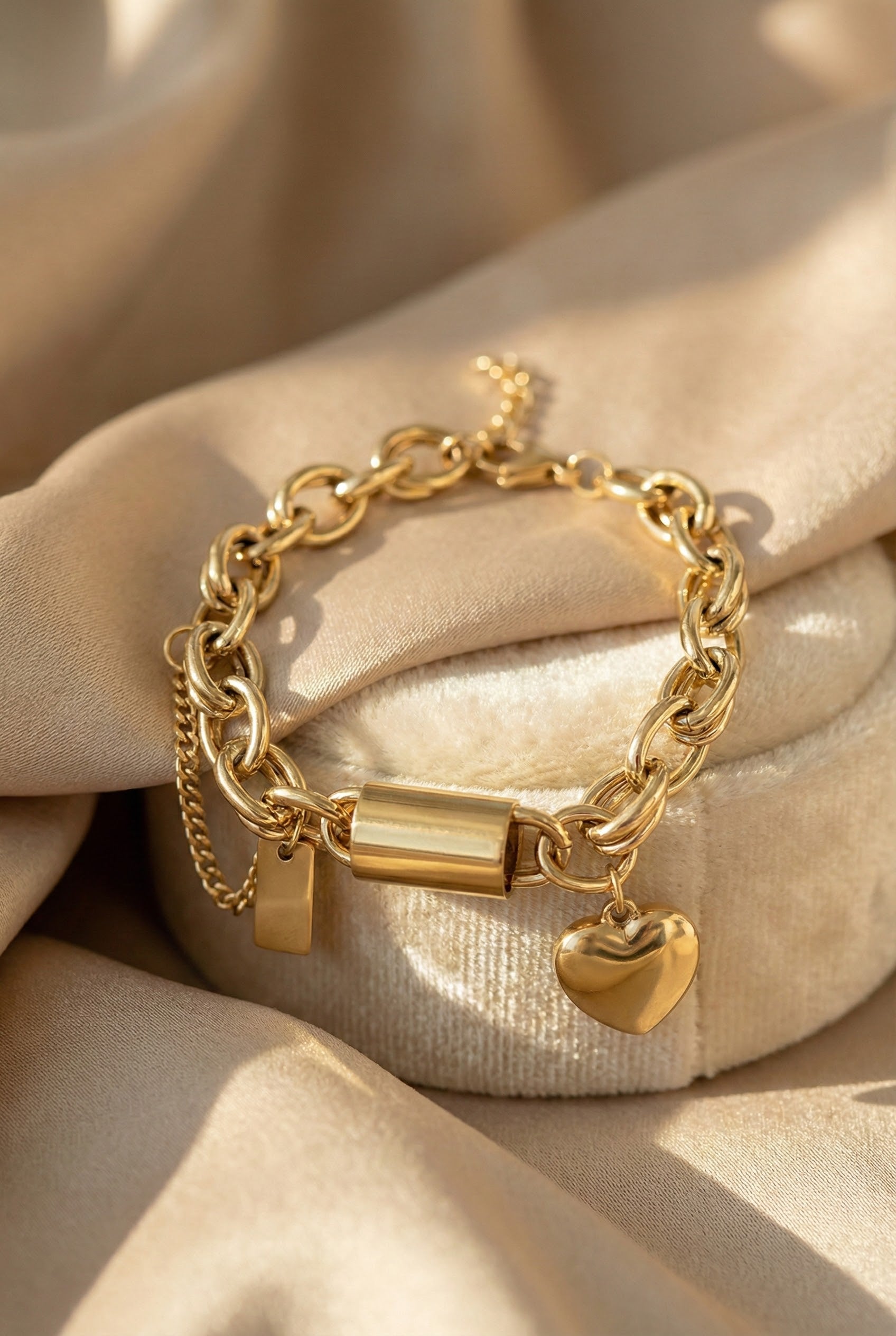 Gold Chunky Heart Bracelet