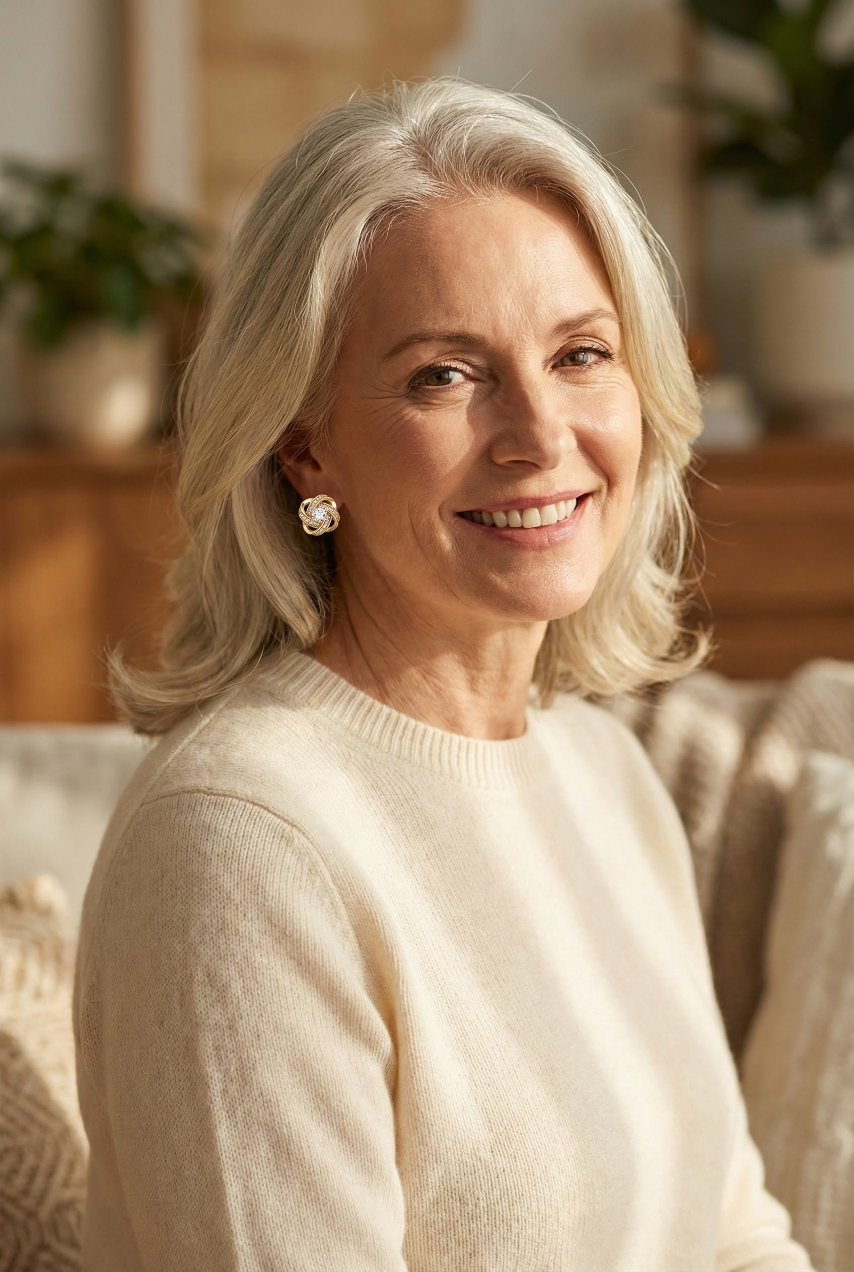 Crystal-Studded Gold Spiral Floral Earrings