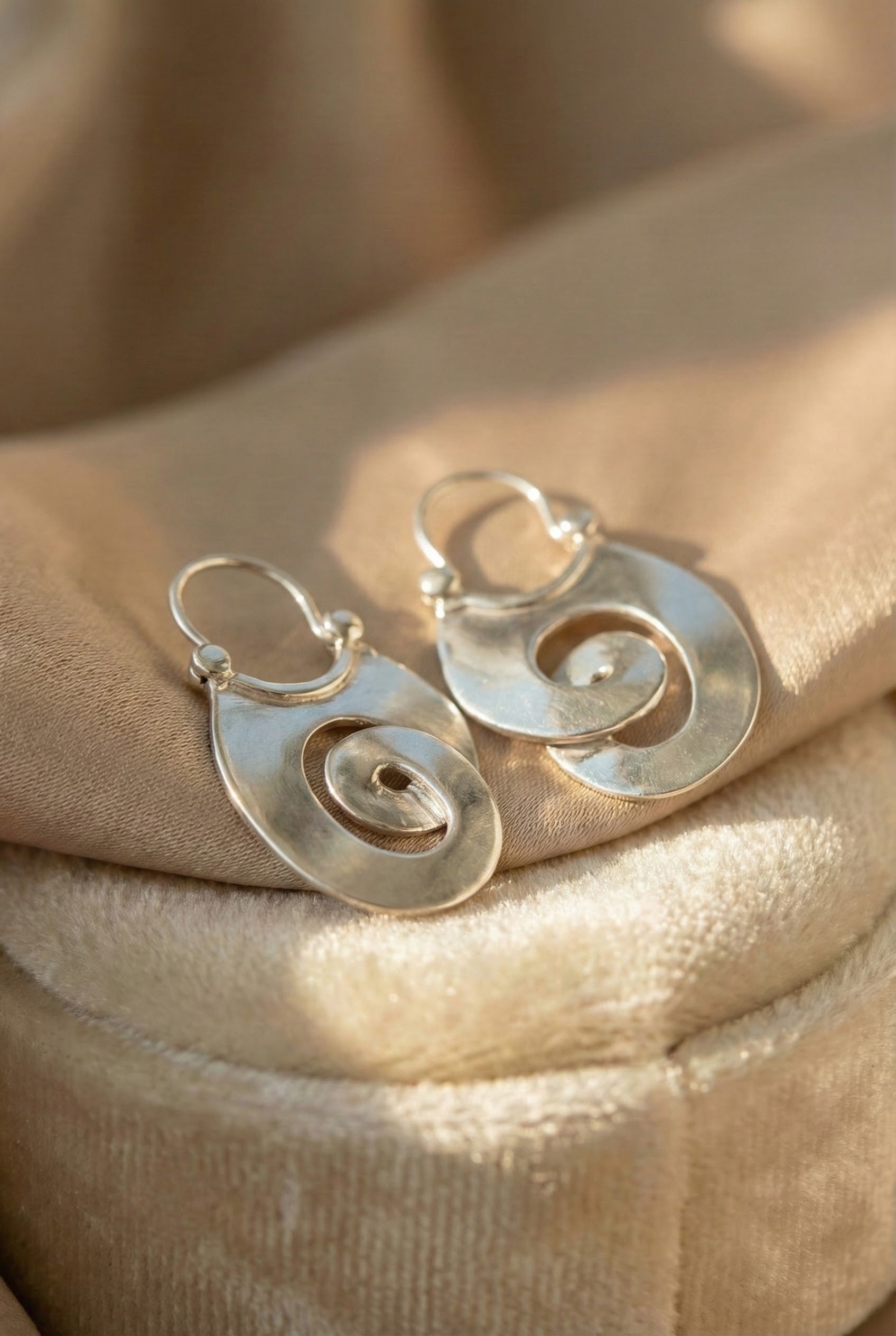 Retro Asymmetrical Silver Earrings