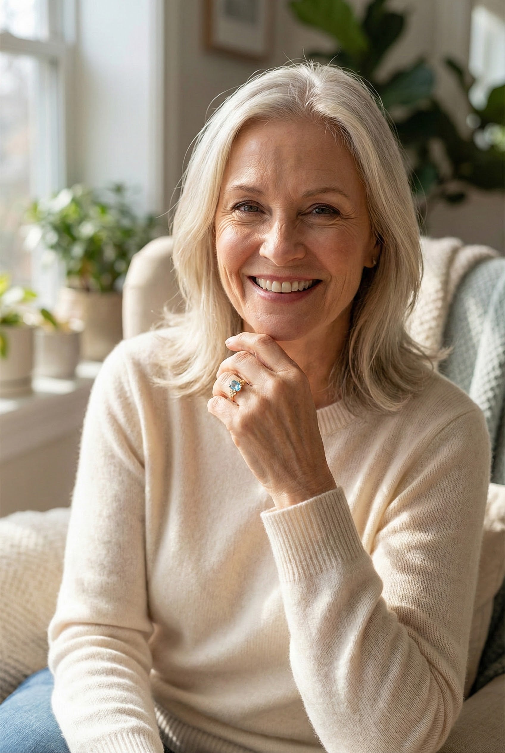 Exclusive Gold Ring with Blue Crystal