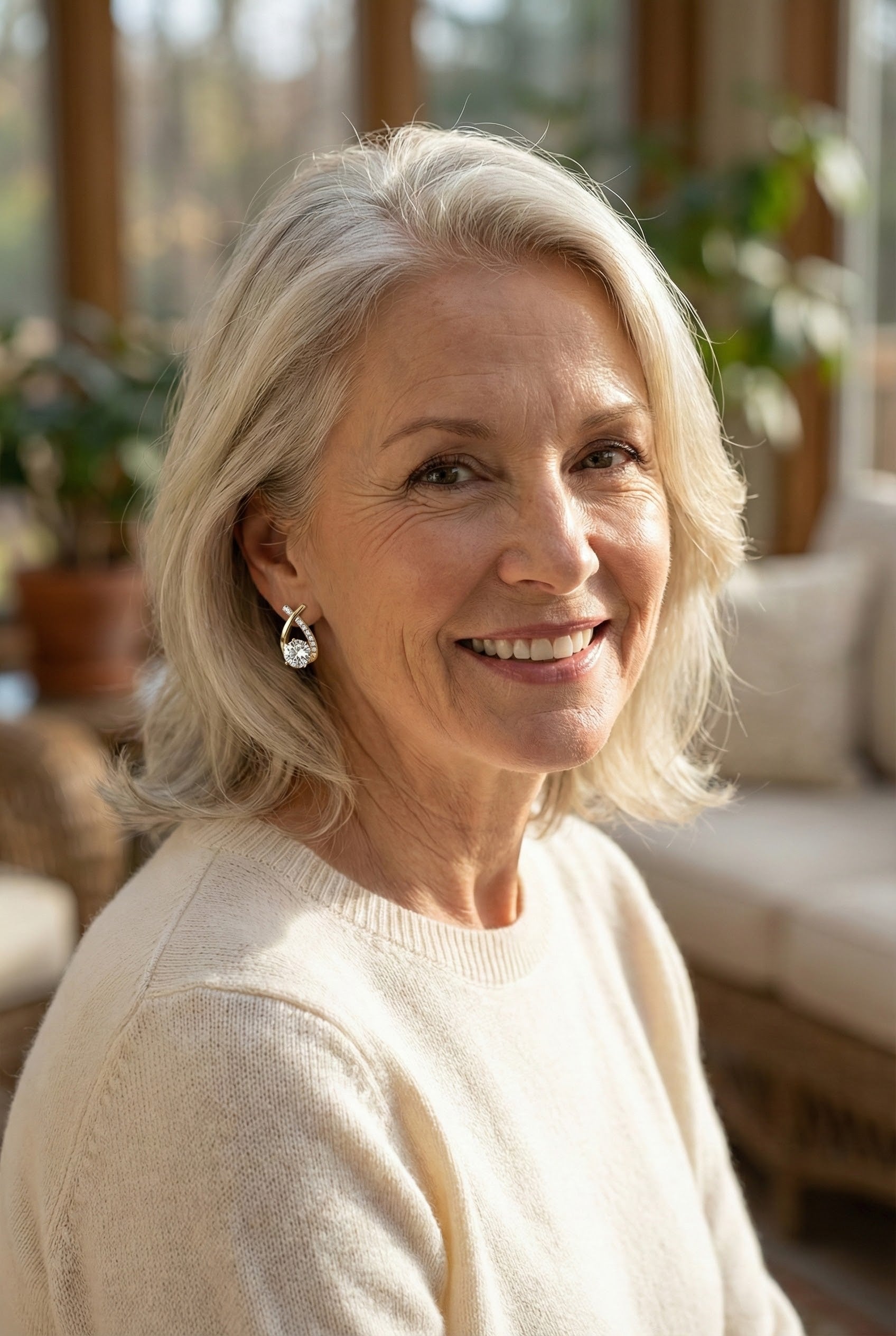 Zirconia Stud Earrings with Golden Cross Design