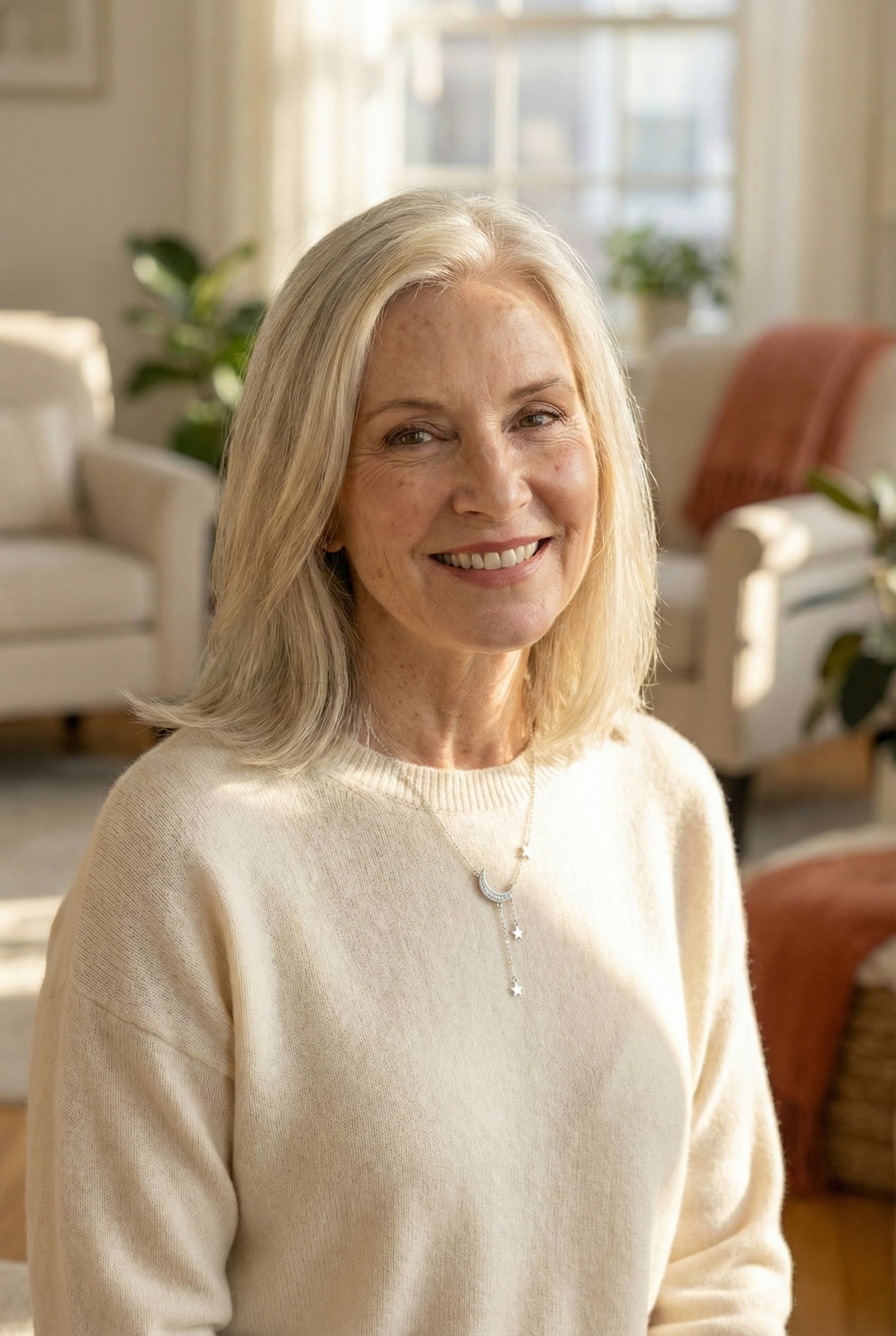 Chic Silver Necklace Featuring Moon and Star Design