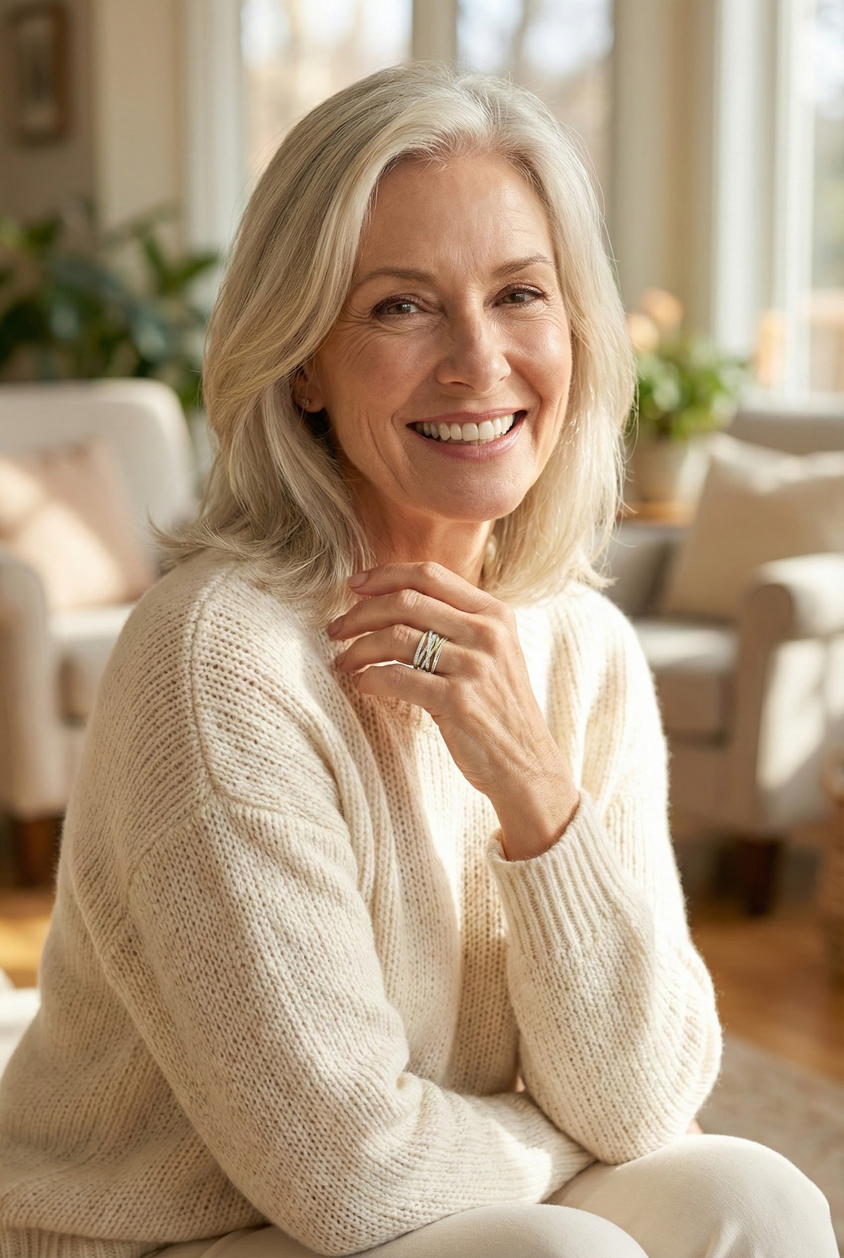 Two Tone Crossover Zirconia Band Ring