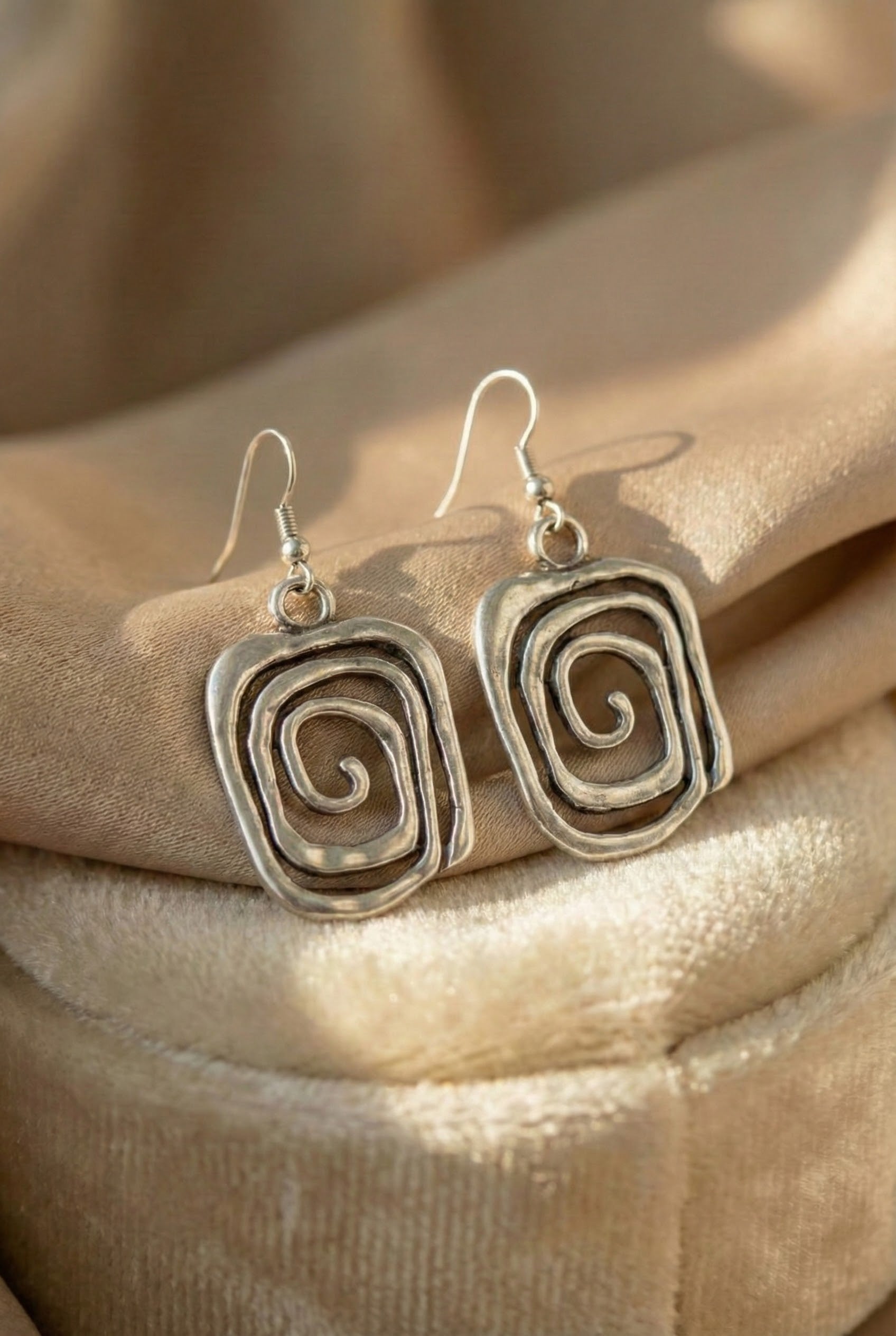 Retro Twisted Silver Earrings