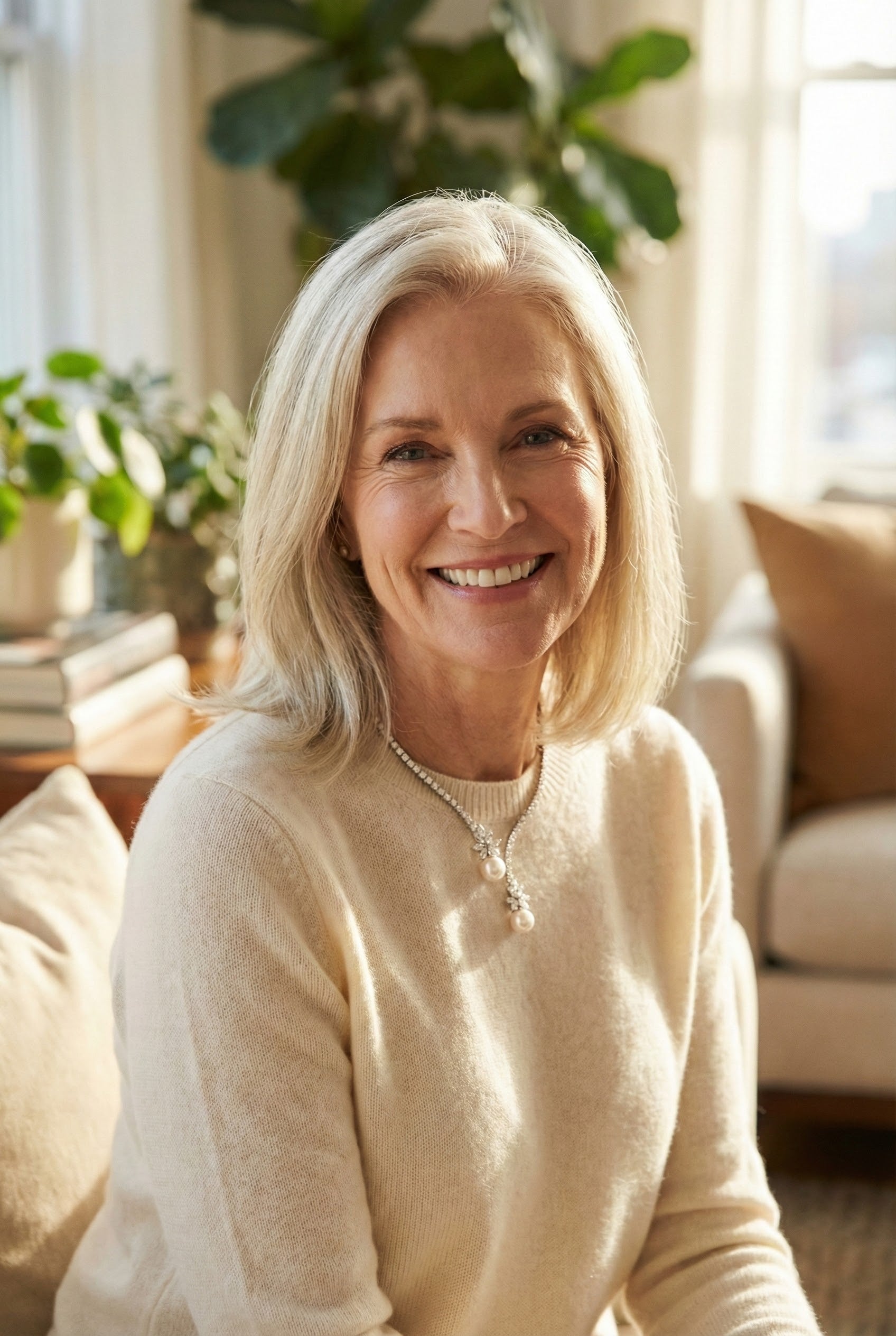 Sterling Silver Pearl Necklace with Elegant Shine