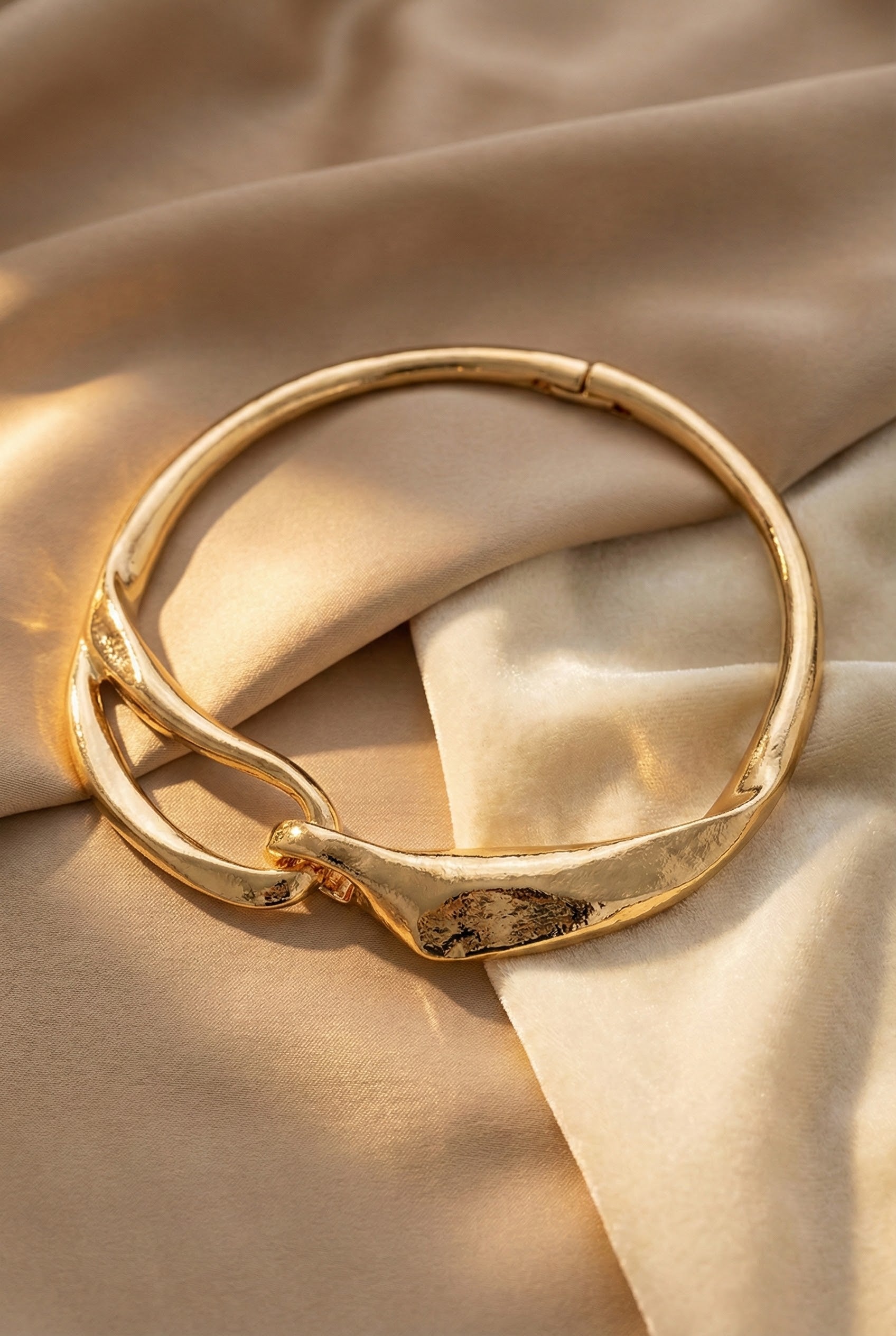 Statement Textured Gold Chain Choker Necklace